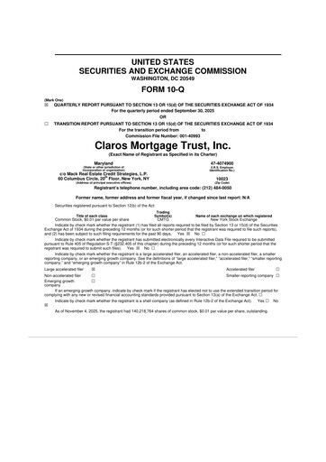 Thumbnail Claros Mortgage Trust 10-Q Quarterly Report FY2025 