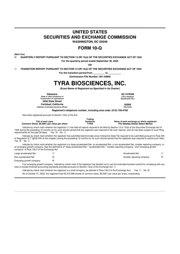 Thumbnail Tyra Biosciences 10-Q Quarterly Report FY2025 