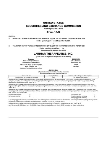 Thumbnail Larimar Therapeutics 10-Q Quarterly Report FY2025 