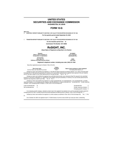 Miniature RxSight 10-Q Rapport trimestriel 2025 