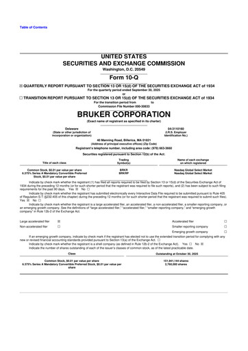 Thumbnail Bruker 10-Q Quarterly Report FY2025 