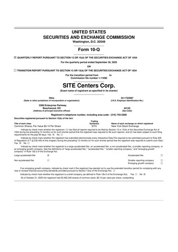 Thumbnail SITE Centers
 10-Q Quarterly Report FY2025 