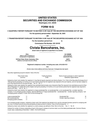 Vorschaubild Civista Bancshares
 10-Q Quartalsbericht 2025 