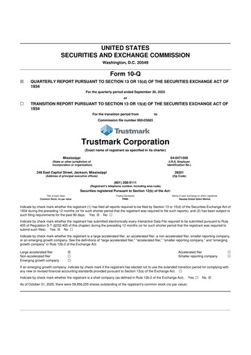 Thumbnail Trustmark 10-Q Quarterly Report FY2025 
