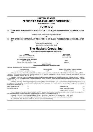 Vorschaubild The Hackett Group

 10-Q Quartalsbericht 2025 