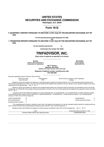 Thumbnail TripAdvisor 10-Q Quarterly Report FY2025 