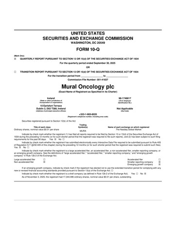 Thumbnail Mural Oncology 10-Q Quarterly Report FY2025 