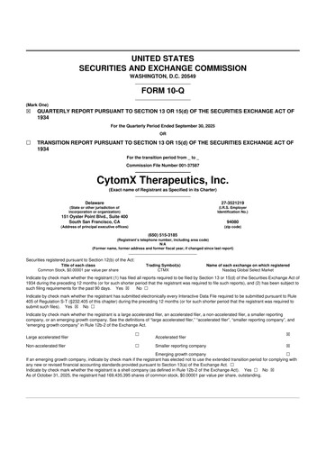Thumbnail CytomX Therapeutics
 10-Q Quarterly Report FY2025 