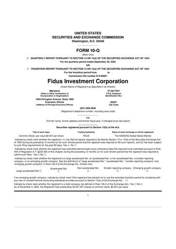 Miniature Fidus Investment Corporation 10-Q Rapport trimestriel 2025 