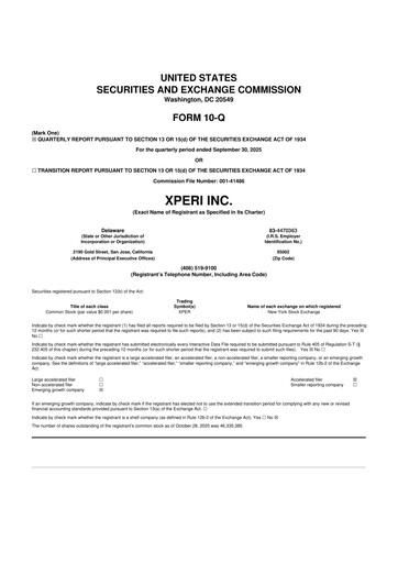Vorschaubild Xperi 10-Q Quartalsbericht 2025 