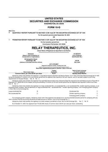 Thumbnail Relay Therapeutics 10-Q Quarterly Report FY2025 