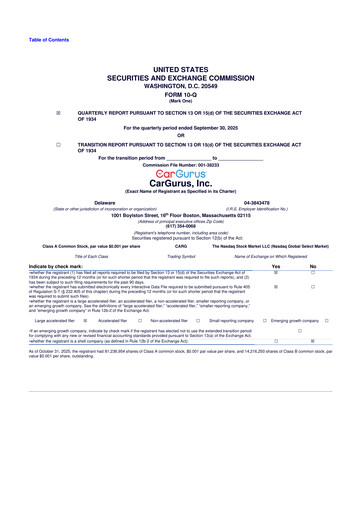 Thumbnail CarGurus 10-Q Quarterly Report FY2025 