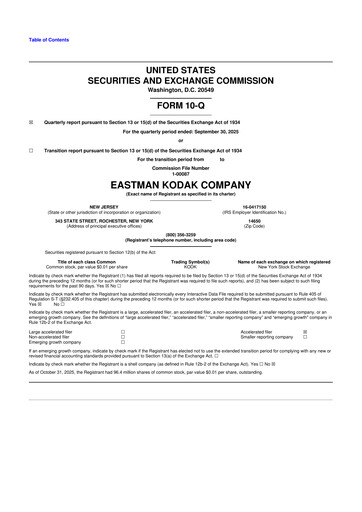 Thumbnail Eastman Kodak Company 10-Q Quarterly Report FY2025 