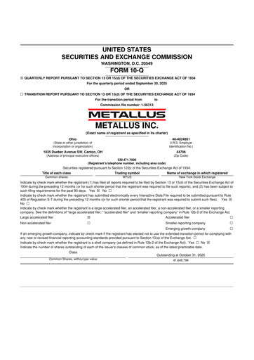Thumbnail Metallus 10-Q Quarterly Report FY2025 