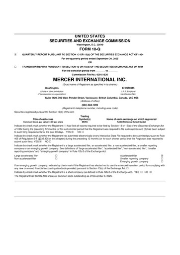 Thumbnail Mercer International 10-Q Quarterly Report FY2025 
