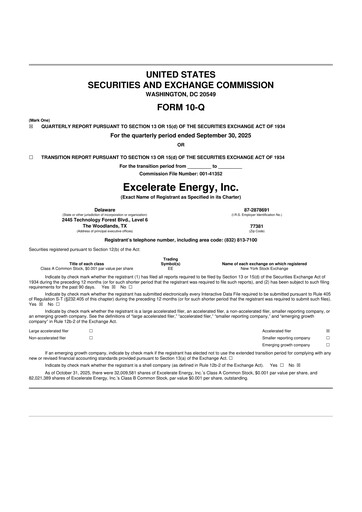 Thumbnail Excelerate Energy 10-Q Quarterly Report FY2025 