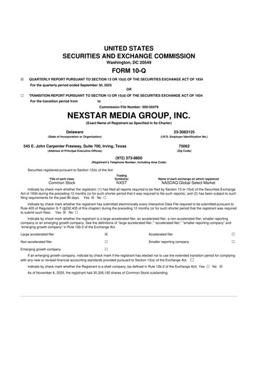 Thumbnail Nexstar Media Group
 10-Q Quarterly Report FY2025 