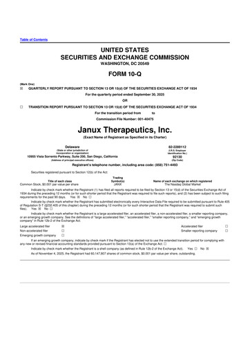 Miniature Janux Therapeutics 10-Q Rapport trimestriel 2025 