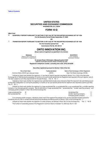 Thumbnail Onto Innovation 10-Q Quarterly Report FY2025 