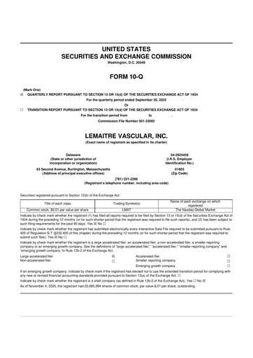 Thumbnail LeMaitre Vascular 10-Q Quarterly Report FY2025 