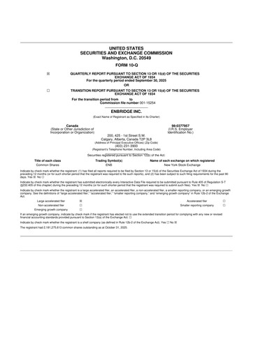 Thumbnail Enbridge 10-Q Quarterly Report FY2025 