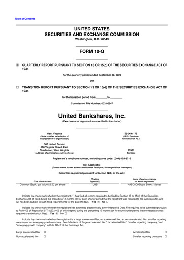 Vorschaubild United Bankshares 10-Q Quartalsbericht 2025 