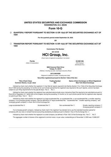 Thumbnail HCI Group
 10-Q Quarterly Report FY2025 