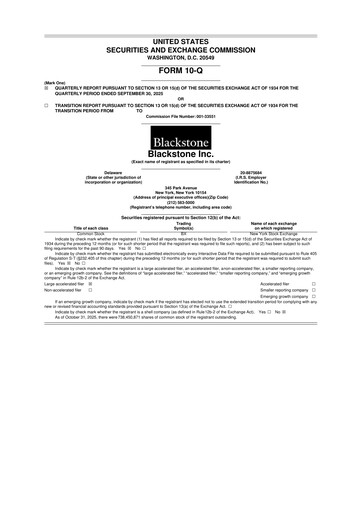 Thumbnail Blackstone Group 10-Q Quarterly Report FY 