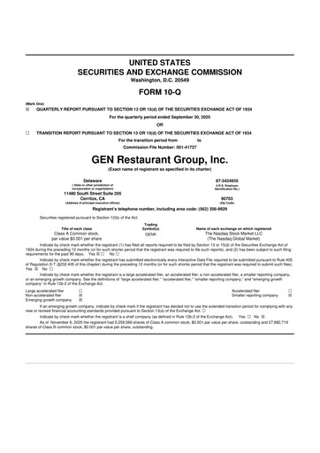 Thumbnail GEN Restaurant Group 10-Q Quarterly Report FY2025 