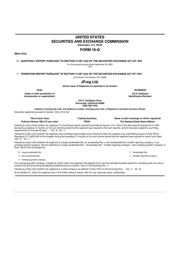 Thumbnail JFrog 10-Q Quarterly Report FY2025 