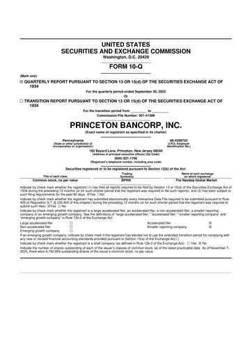 Miniature Princeton Bancorp 10-Q Rapport trimestriel 2025 