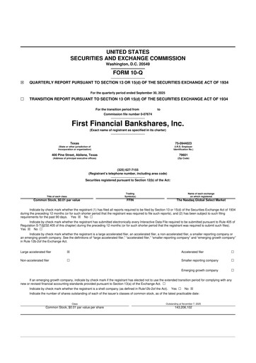 Vorschaubild First Financial Bankshares 10-Q Quartalsbericht 2025 
