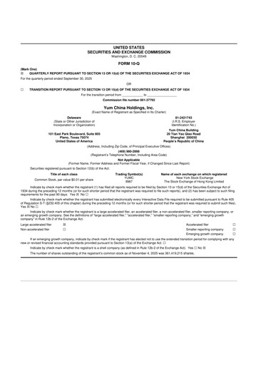 Thumbnail Yum China
 10-Q Quarterly Report FY2025 