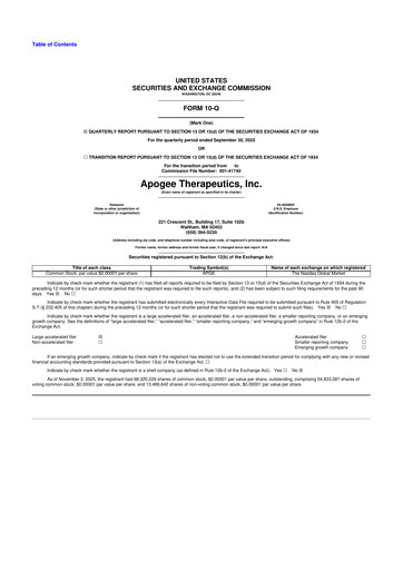 Vorschaubild Apogee Therapeutics 10-Q Quartalsbericht  