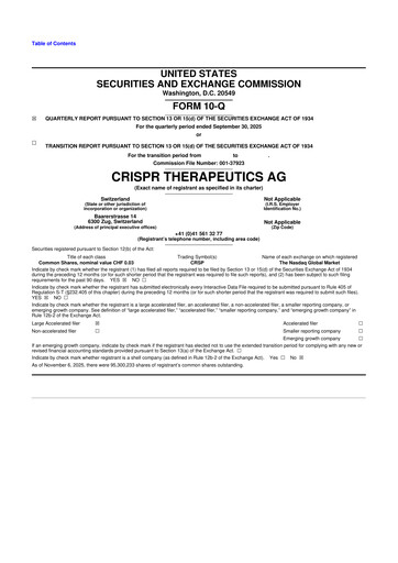 Thumbnail CRISPR Therapeutics 10-Q Quarterly Report FY2025 
