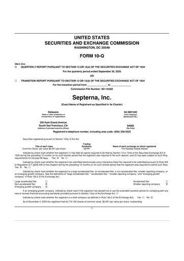 Miniature Septerna 10-Q Rapport trimestriel 2025 