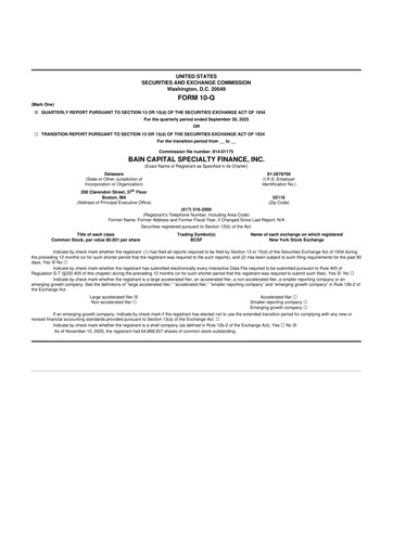 Thumbnail Bain Capital Specialty Finance
 10-Q Quarterly Report FY2025 