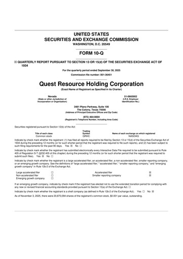 Thumbnail Quest Resource Holding 10-Q Quarterly Report FY2025 