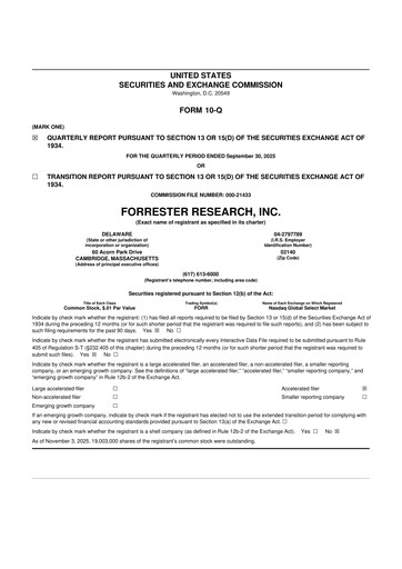 Vorschaubild Forrester Research
 10-Q Quartalsbericht 2025 