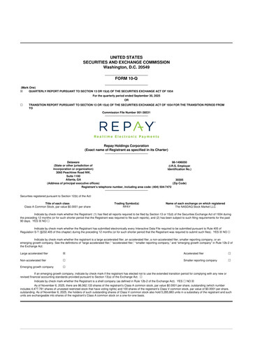 Thumbnail Repay Holdings 10-Q Quarterly Report FY 