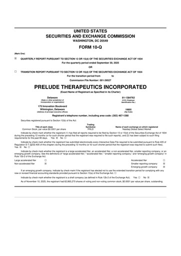 Thumbnail Prelude Therapeutics 10-Q Quarterly Report FY2025 
