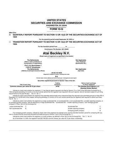 Thumbnail atai Life Sciences 10-Q Quarterly Report FY2025 