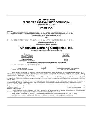 Thumbnail KinderCare Learning Companies 10-Q Quarterly Report FY2025 