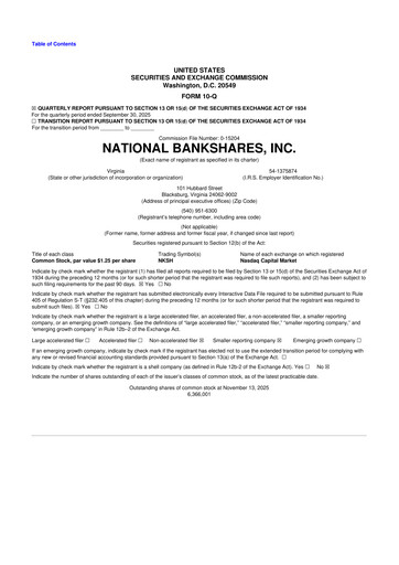 Thumbnail National Bankshares 10-Q Quarterly Report FY2025 