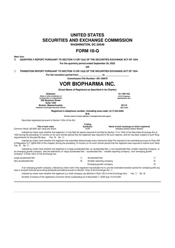 Thumbnail Vor Biopharma 10-Q Quarterly Report FY2025 