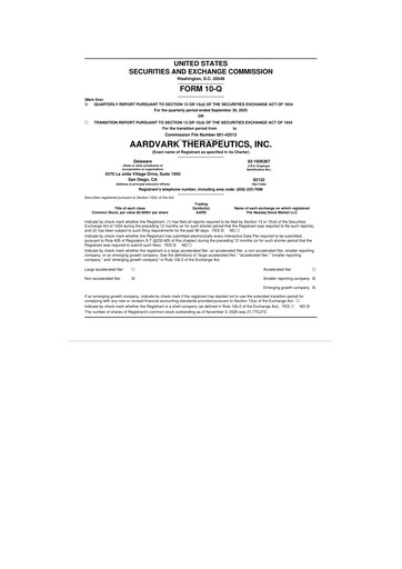 Thumbnail Aardvark Therapeutics 10-Q Quarterly Report FY2025 