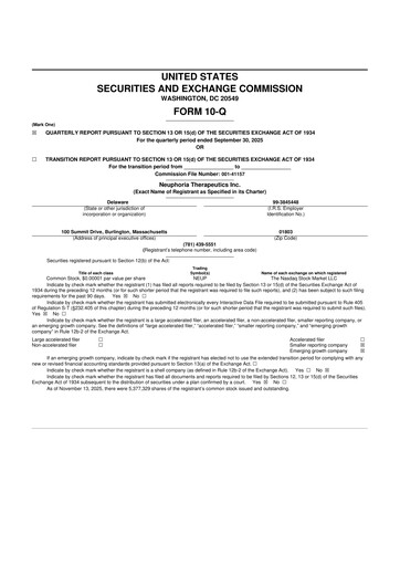 Vorschaubild Neuphoria Therapeutics 10-Q Quartalsbericht 2025 