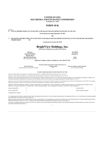 Thumbnail BrightView
 10-K Annual Report 2025