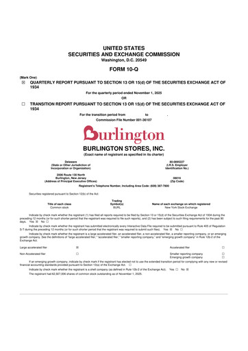 Thumbnail Burlington Stores 10-Q Quarterly Report FY2025 