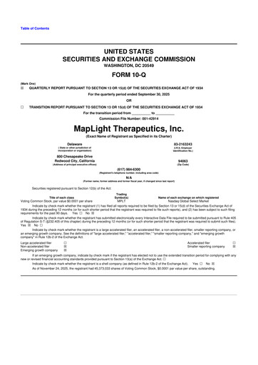 Miniature MapLight Therapeutics 10-Q Rapport trimestriel 2025 